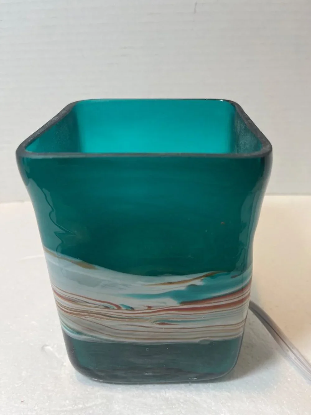 Hand-Blown Glass Teal & Multicolor Electric Candle Warmer Lamp 120V